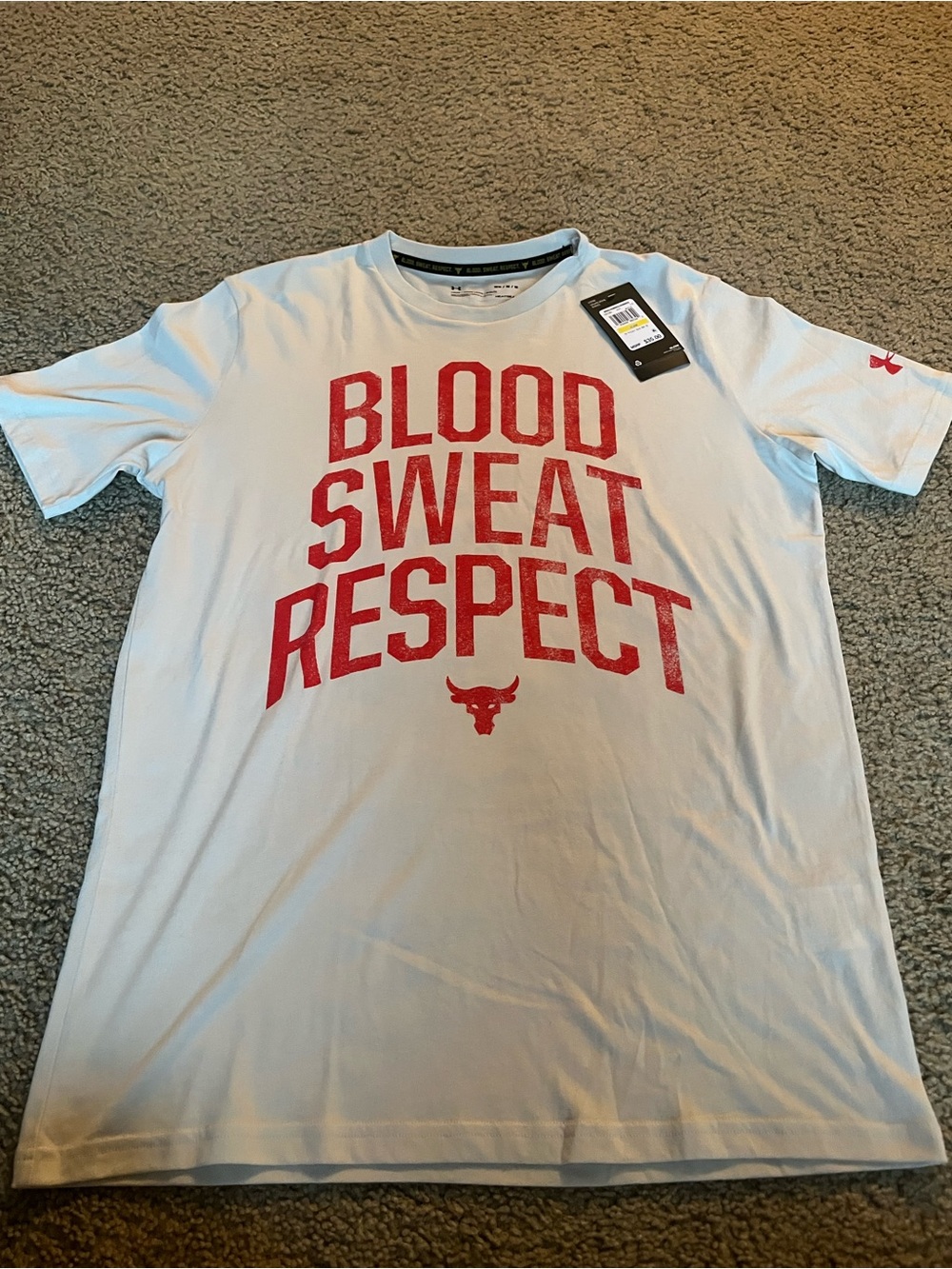 Under Armour Men’s Off White 'Blood Sweat Respect' Graphic Short-Sleeve Tee